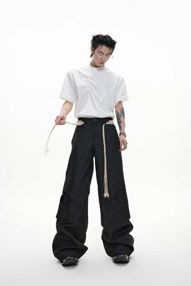 Belted Straight Cut Jeans