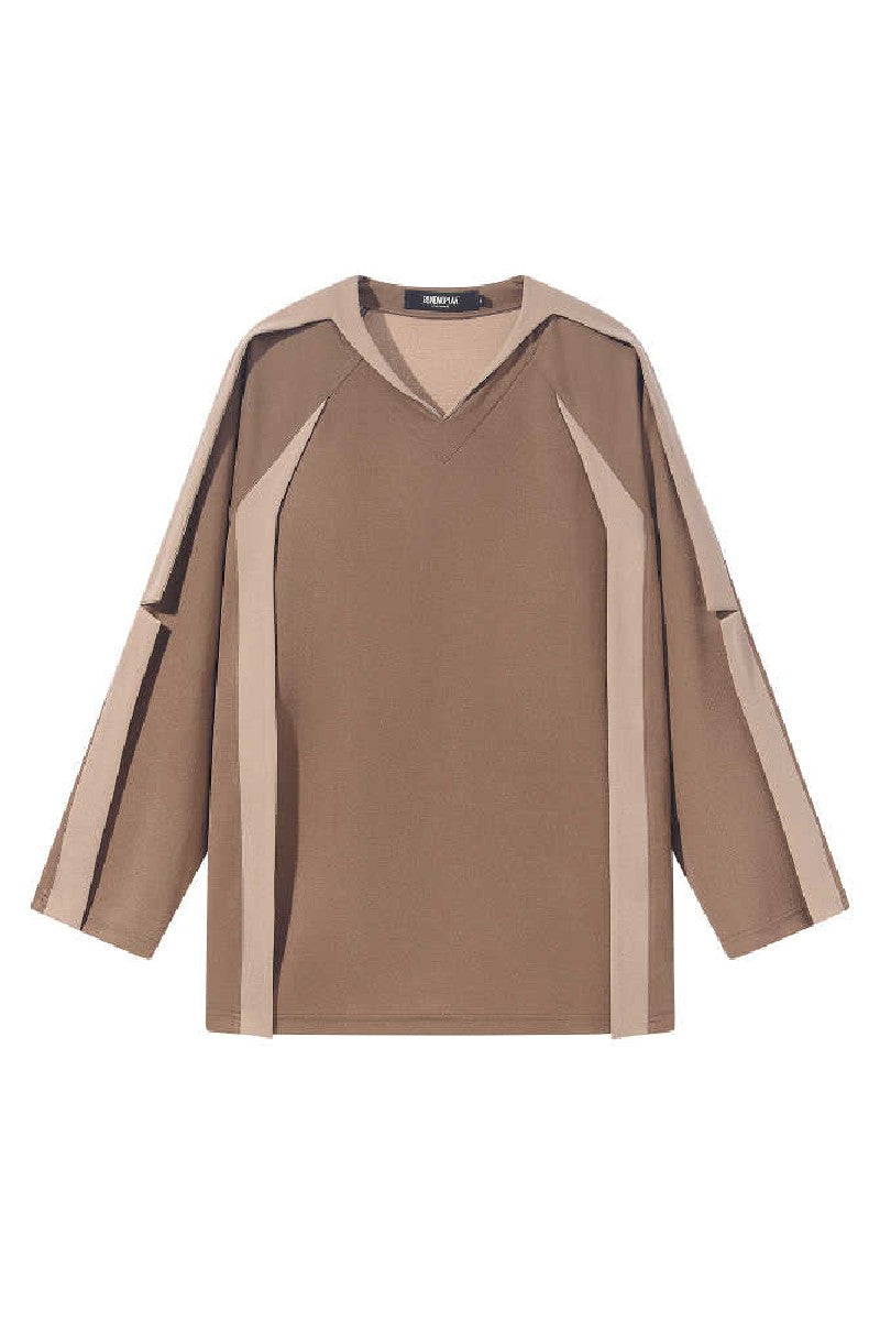 V-Neck Draped Long Sleeve Tee