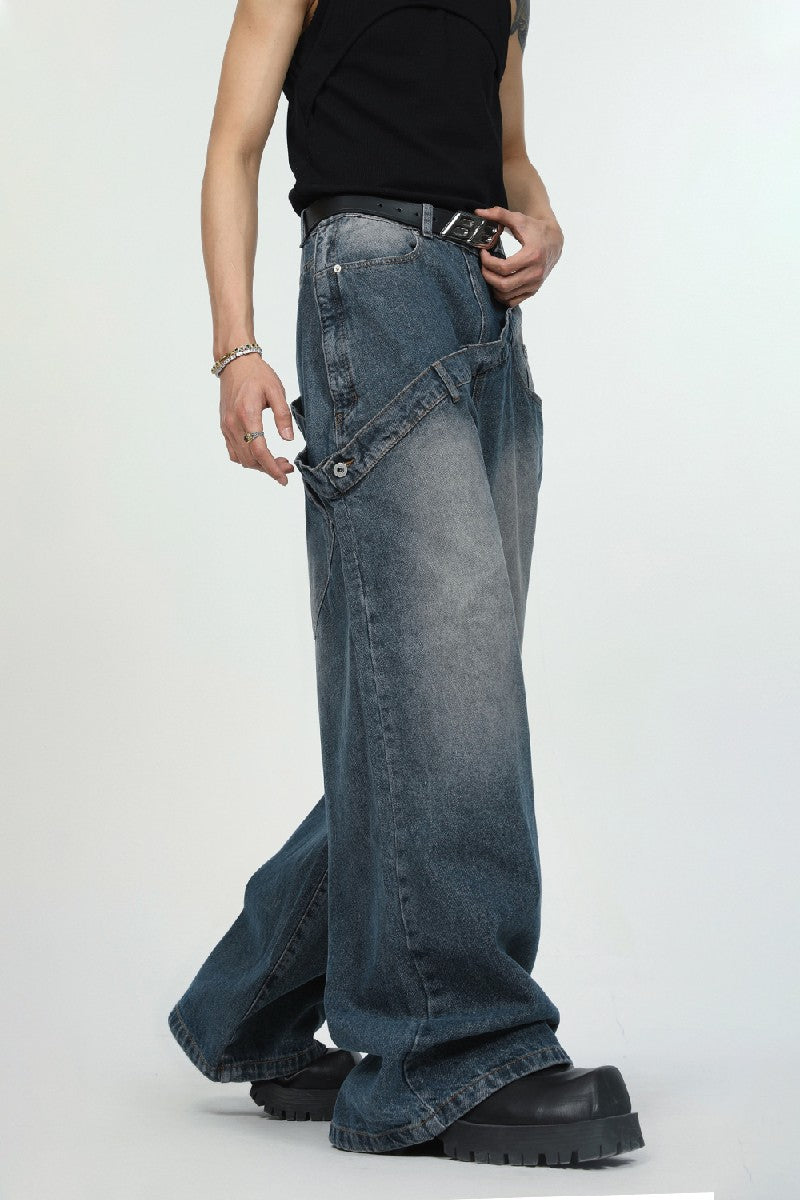 Fake Two-Piece Loose Jeans