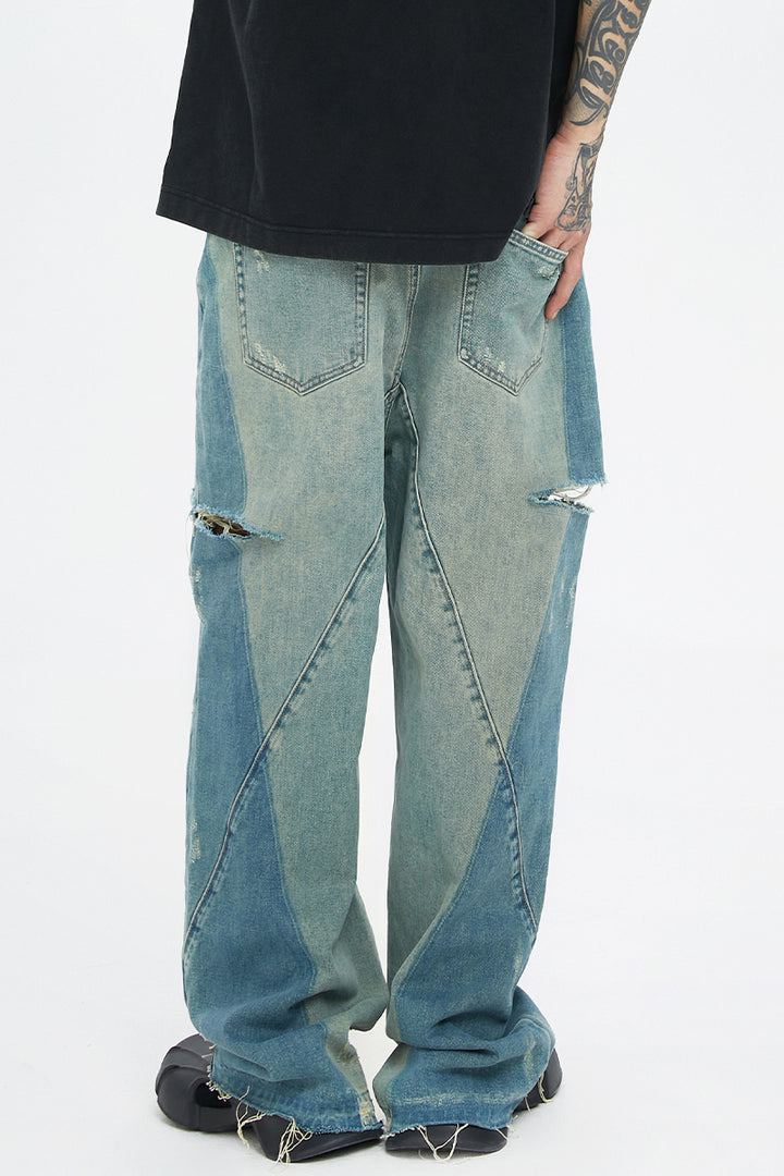 Side Patched Distressed Jeans