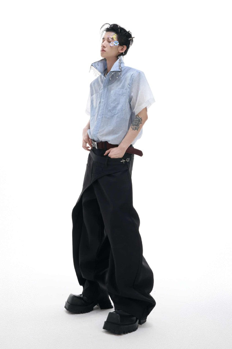 Ombre Fringe Short Sleeve Shirt
