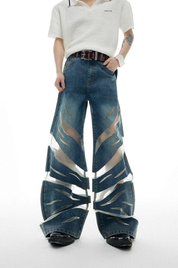 Mesh Panel Denim
