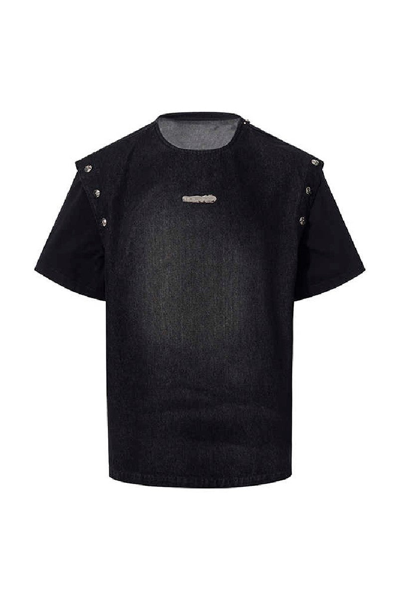 Detachable Sleeve Denim Tee