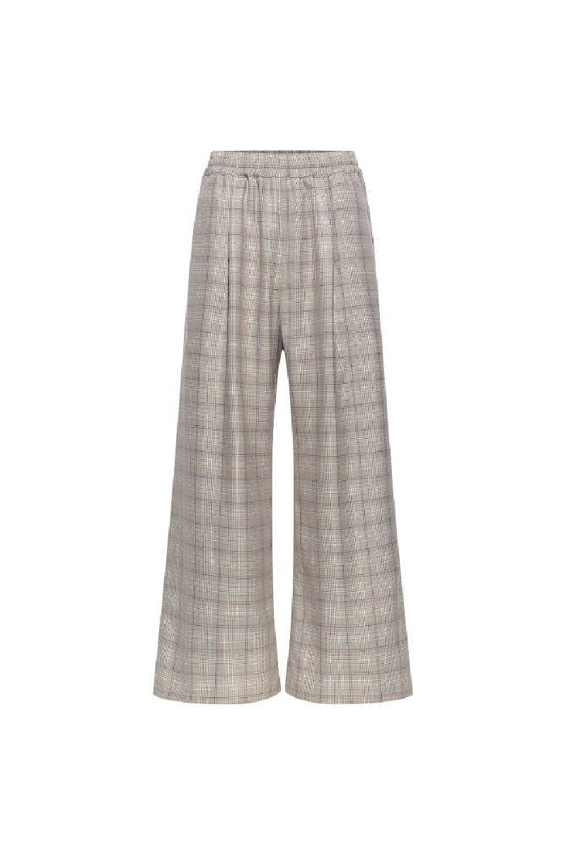 Label Plaid Casual Pants