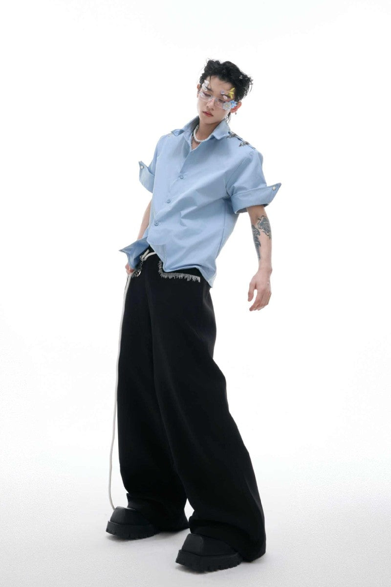 Metal Buckle Deconstructed Shirt
