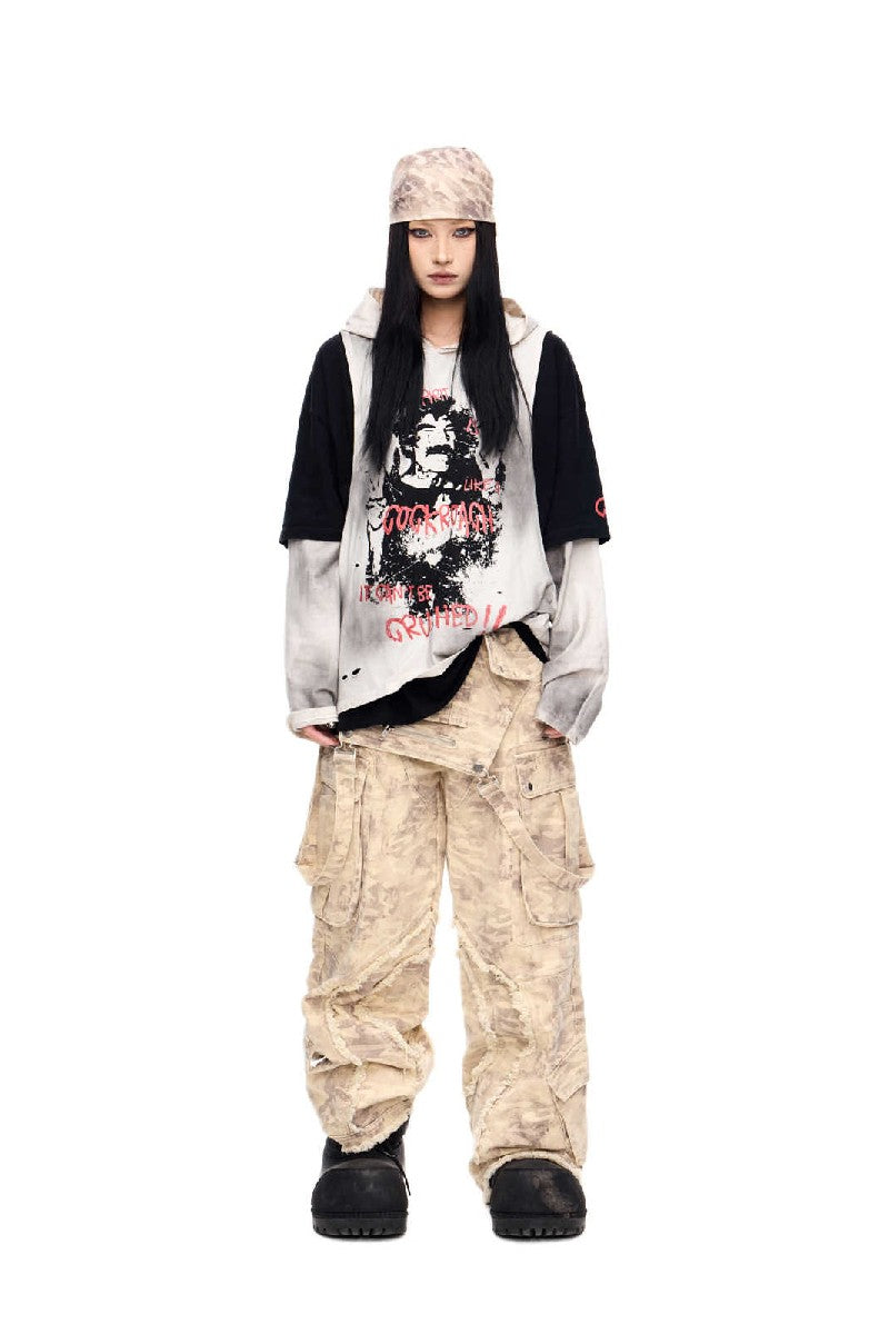 Faded Graphic Layered Hoodie