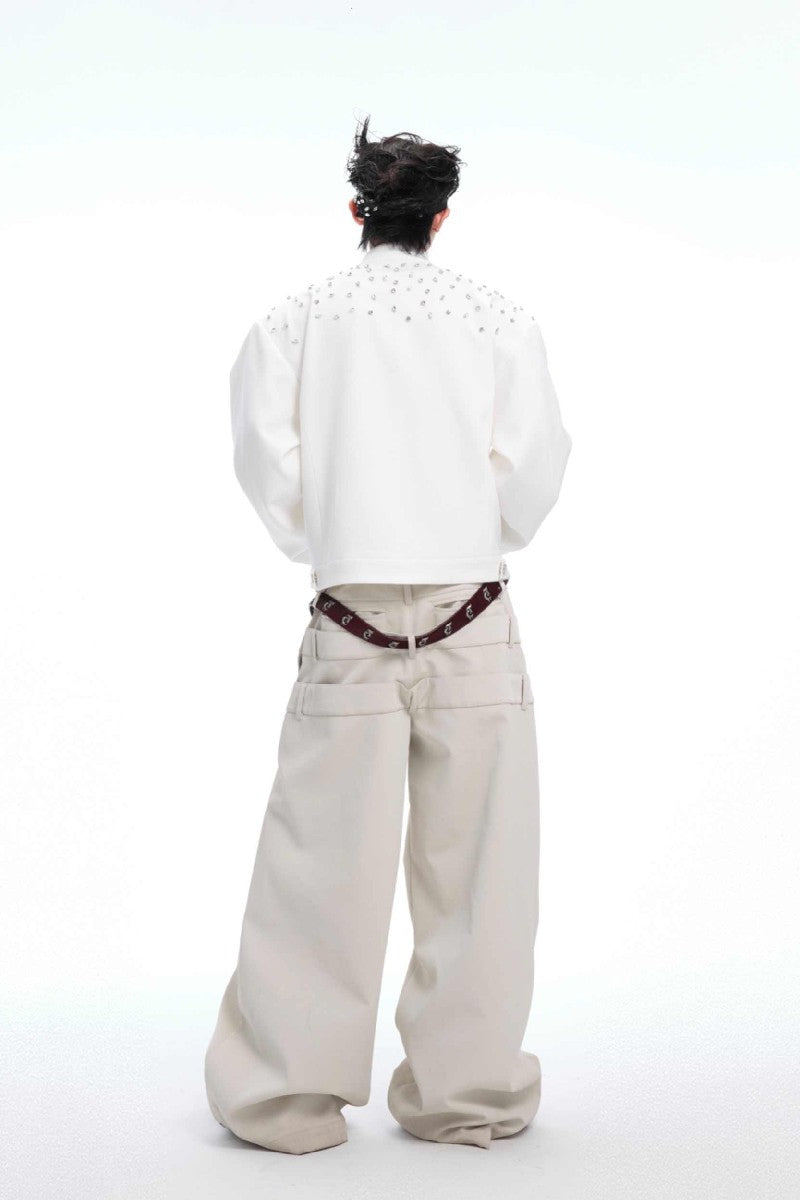 Hand-Embellished Rhinestone Harrington Jacket