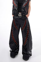 Cracked Texture Punk Flared Pants