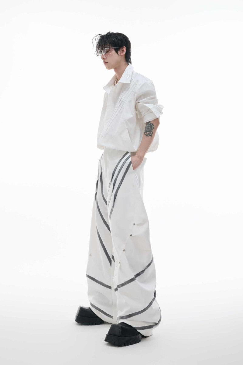 Striped Studded Blade Trousers
