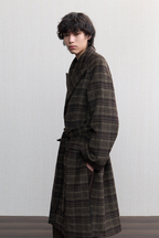 Plaid Wool Long Coat