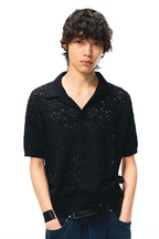 Openwork Leaf Pattern Shirt