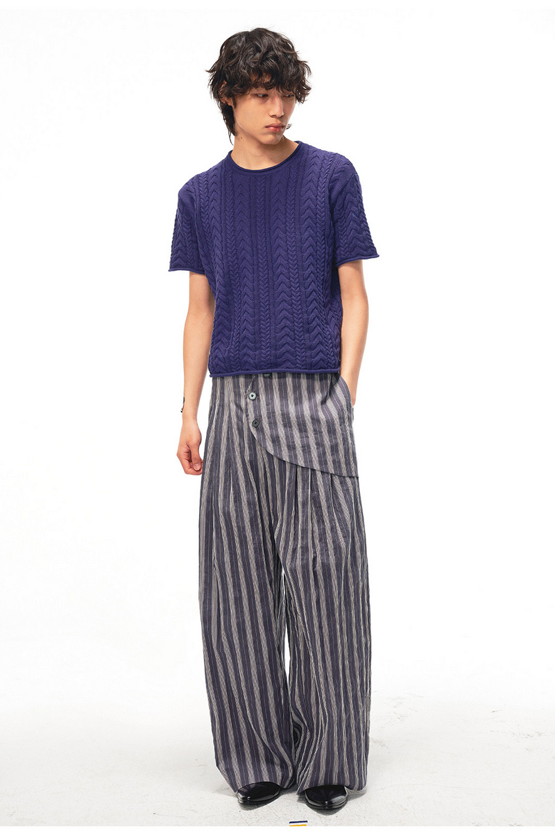 Curved Panel Striped Trousers