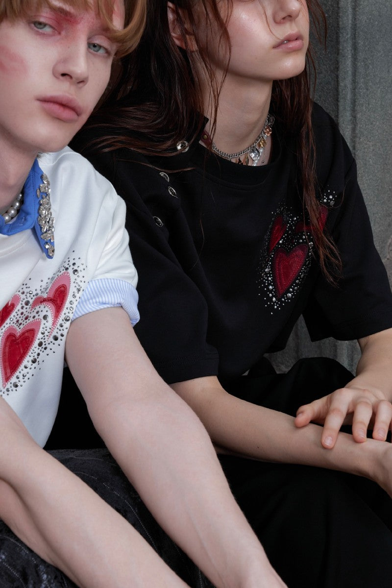 Asymmetrical Rhinestone Graphic Tee