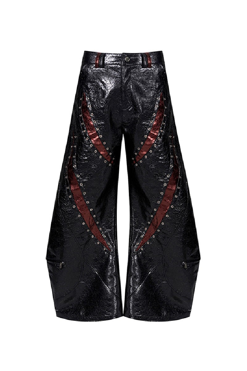 Cracked Texture Punk Flared Pants