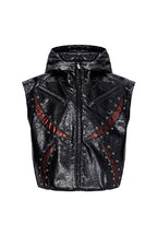 Dark Patchwork Hooded Vest