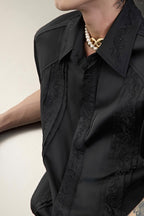 Embroidered Padded Shoulder Shirt