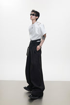 Zipper Detail Wide Leg Trousers
