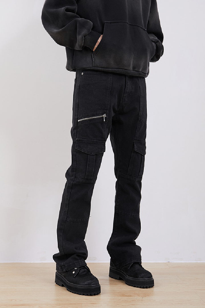 Straight Flared Cargo Trousers