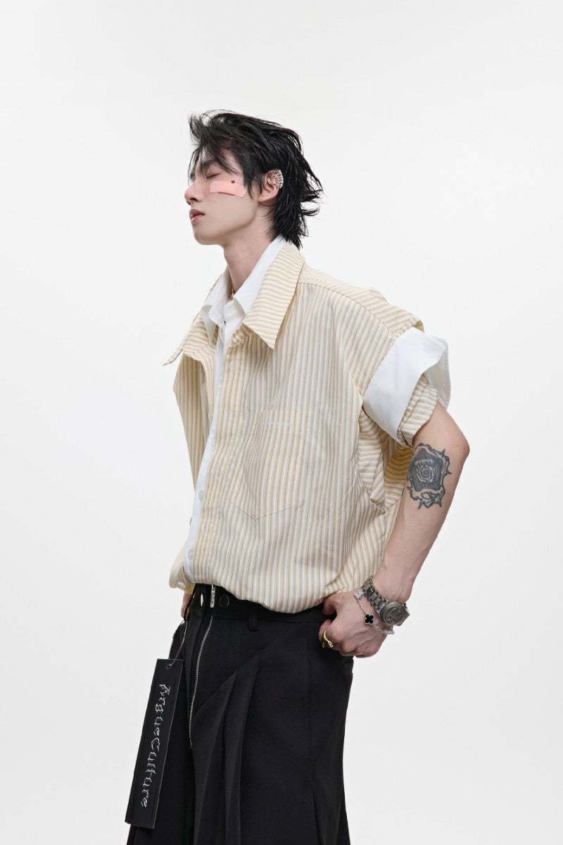 Layered Stripe Oxford Shirt