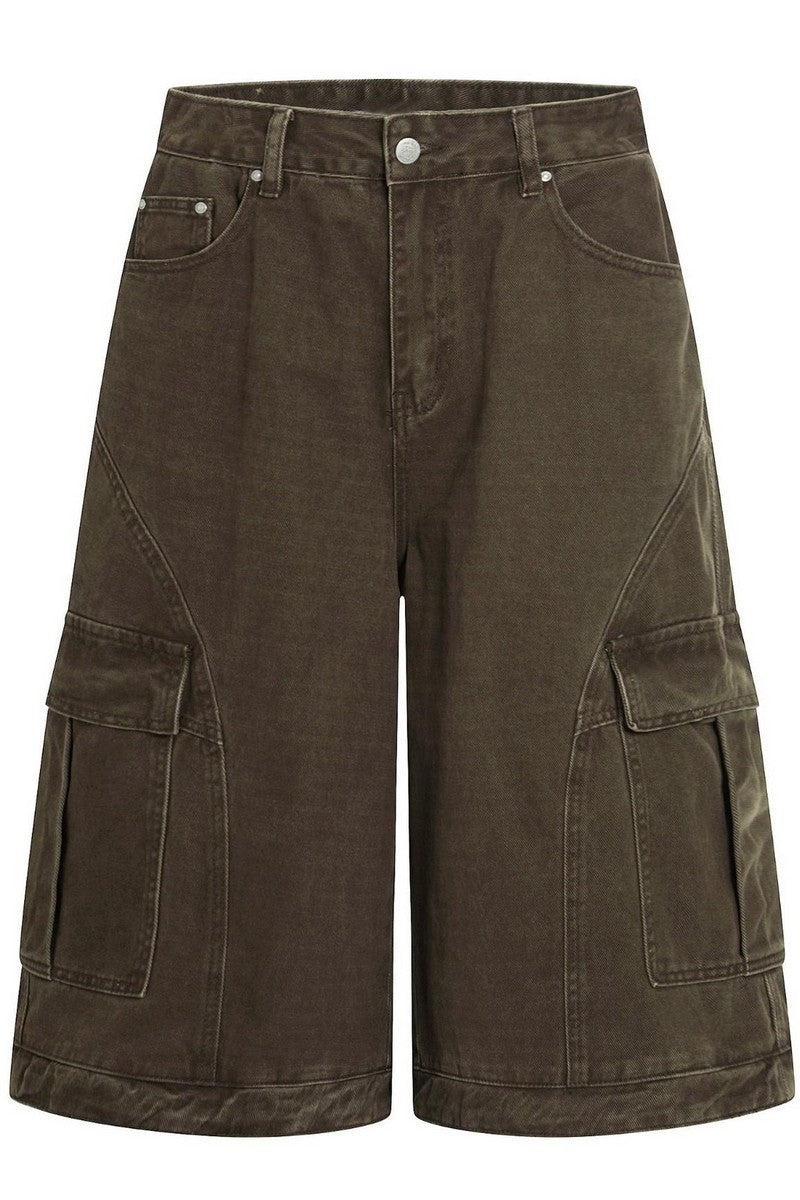 Multi Pocket Cropped Work Shorts