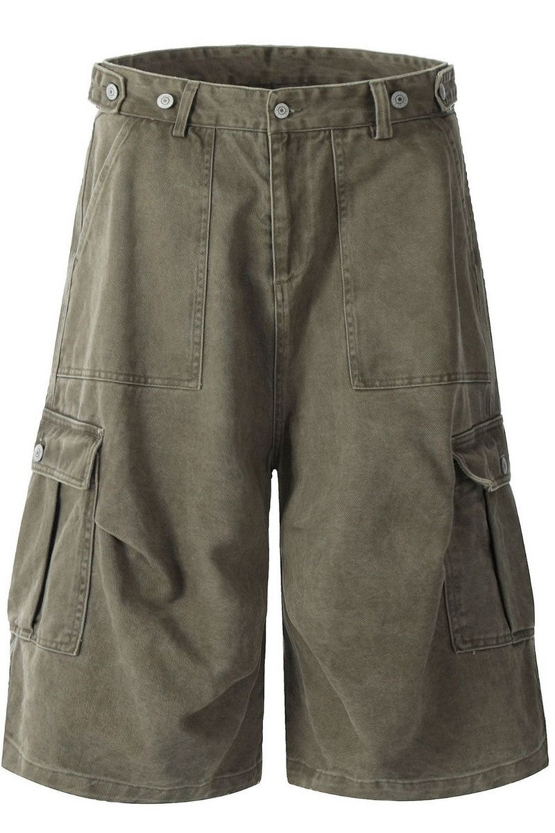 Washed Multi Pocket Cargo Shorts