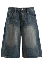 Washed Slub Denim Shorts