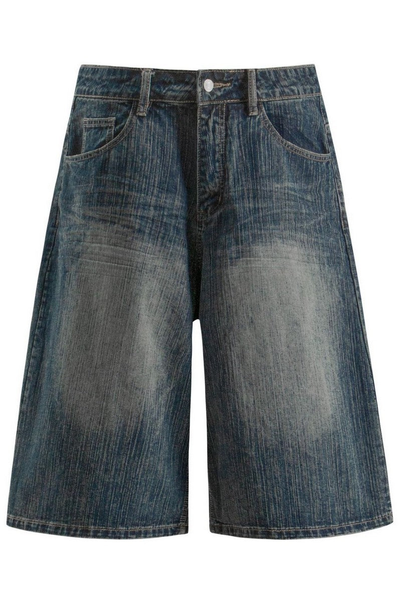 Washed Slub Denim Shorts