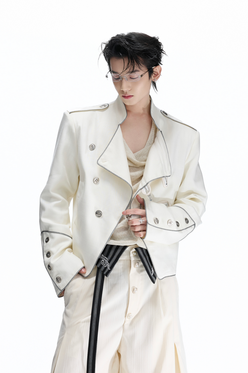 Asymmetric Button Cropped Jacket
