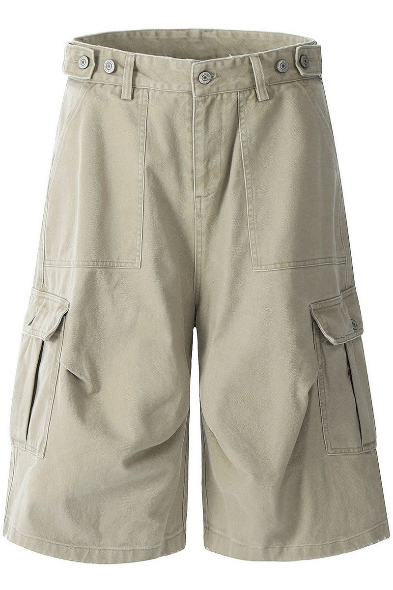 Washed Multi Pocket Cargo Shorts
