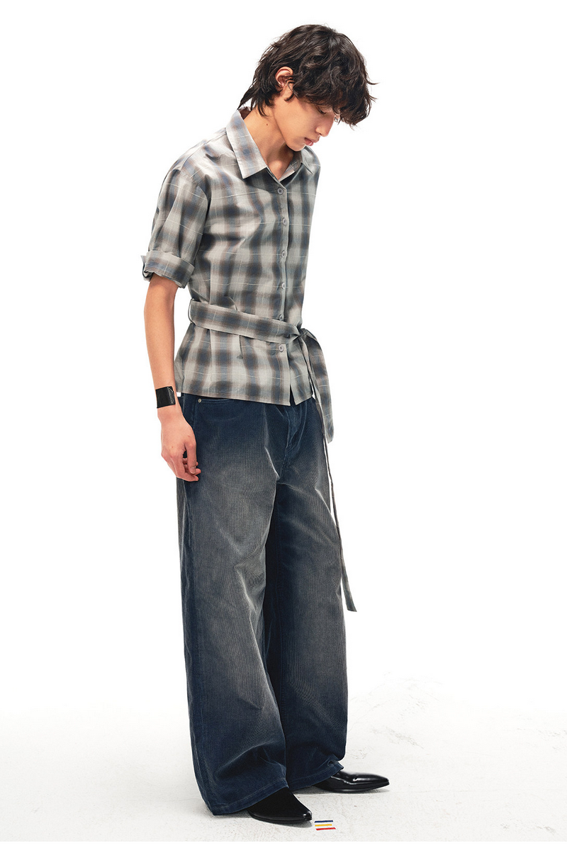 Belted Plaid Shirt