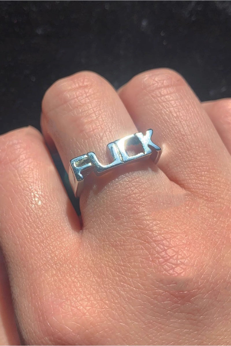 F*ck Engraved Oxidized Ring