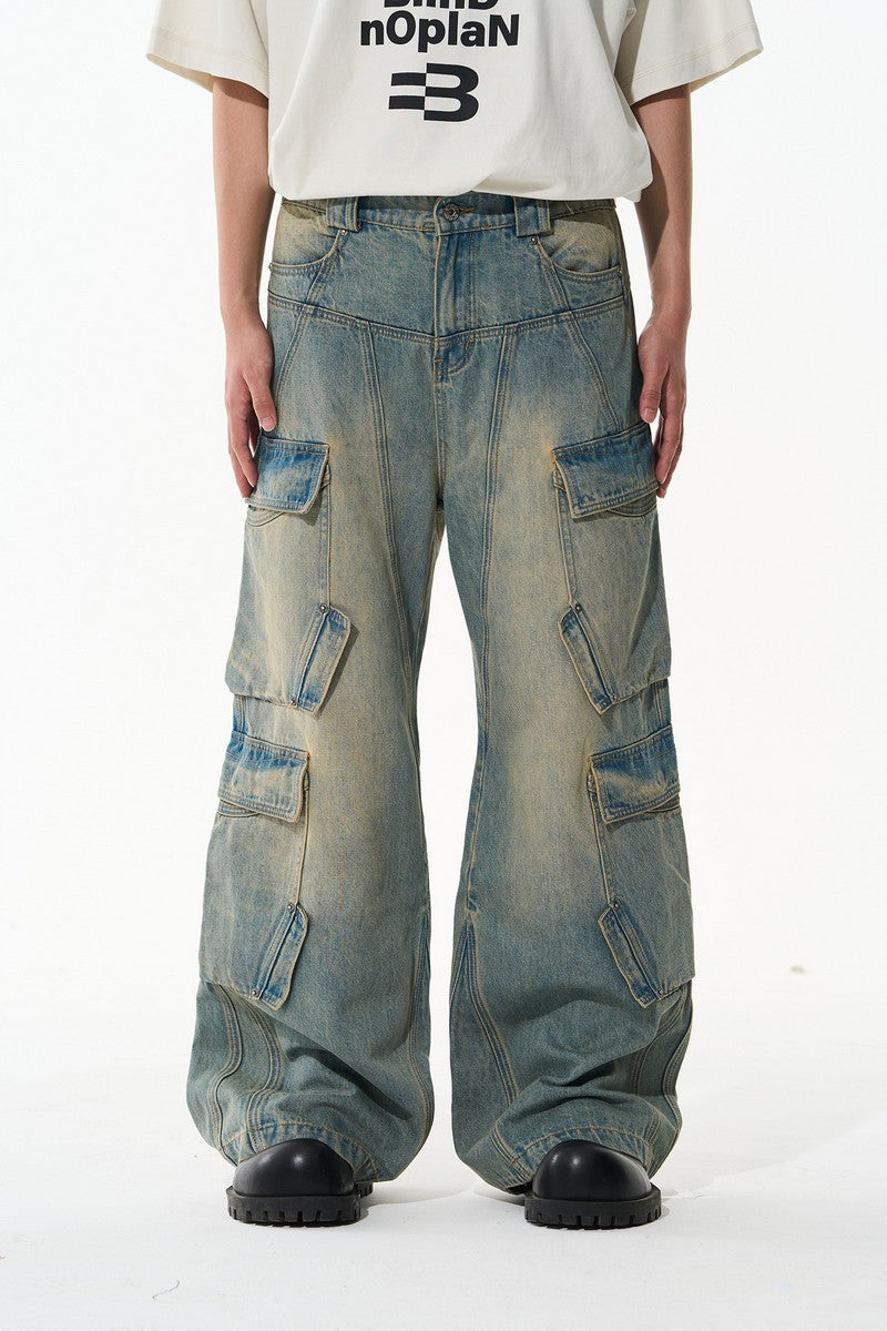 Oversized Washed Cargo Jeans