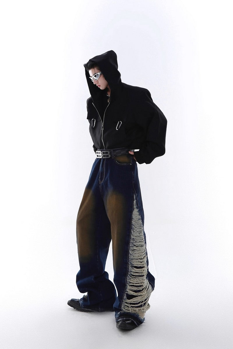 Washed Flared Distressed Jeans