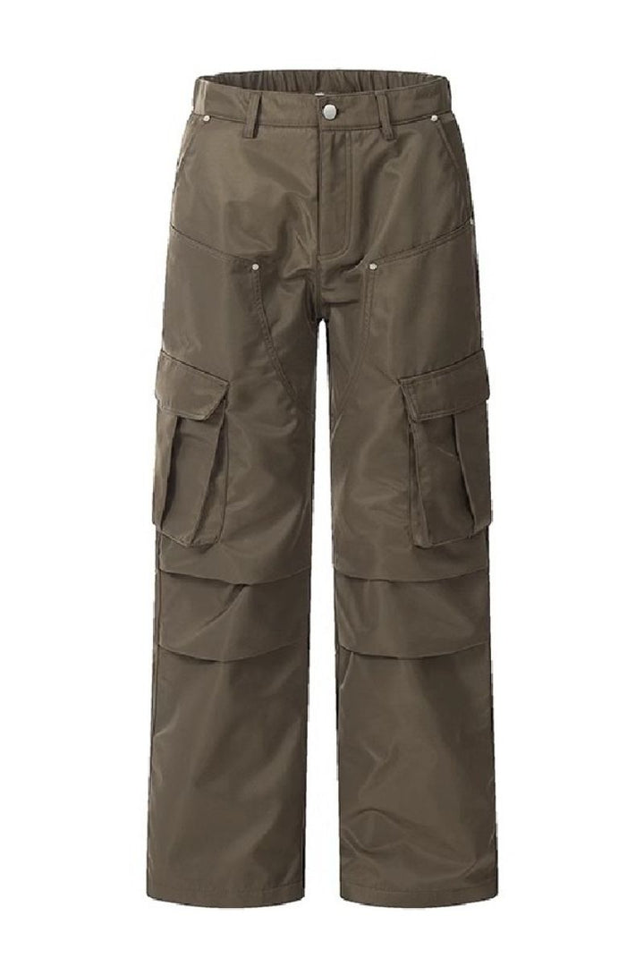Double Knee Pleated Loose Cargo Pants