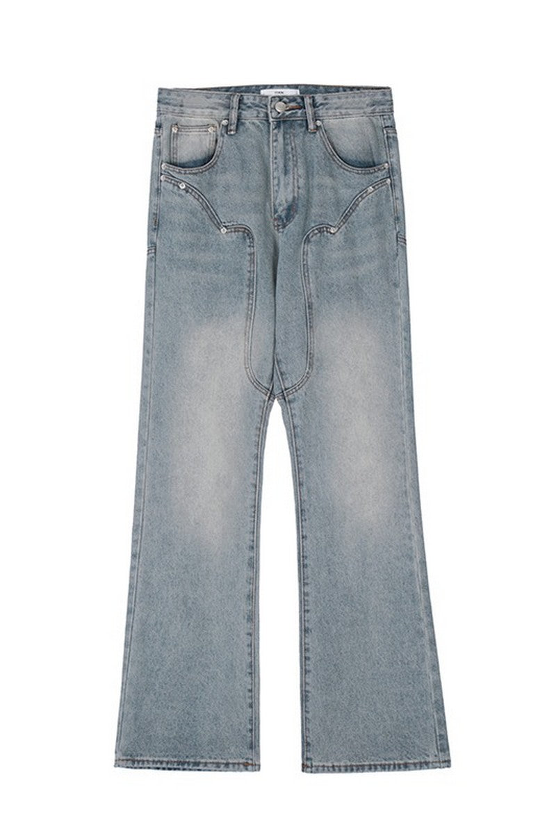 Loose Stitched Flared Jeans
