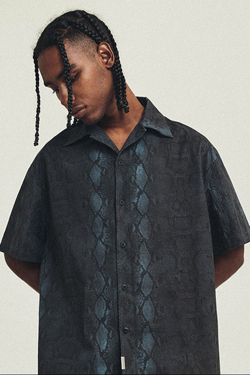 Snake Pattern Cuban Shirt