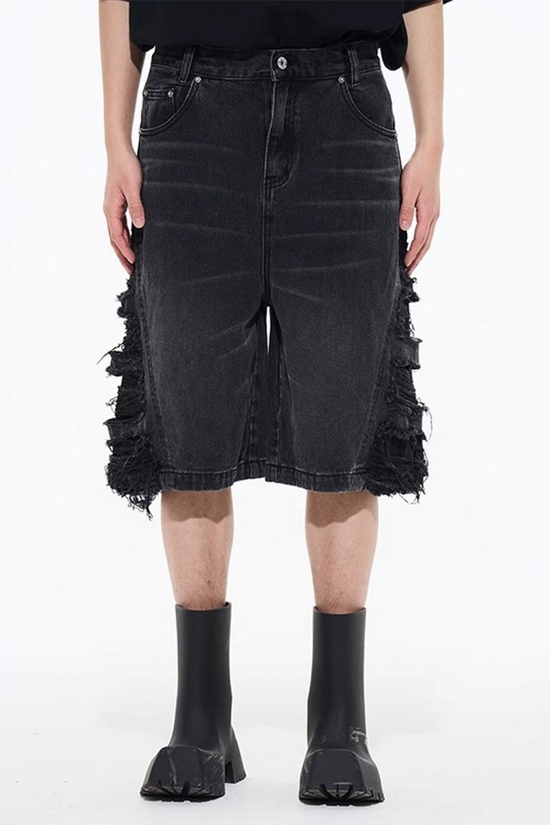 Destroyed Washed Jeans Shorts