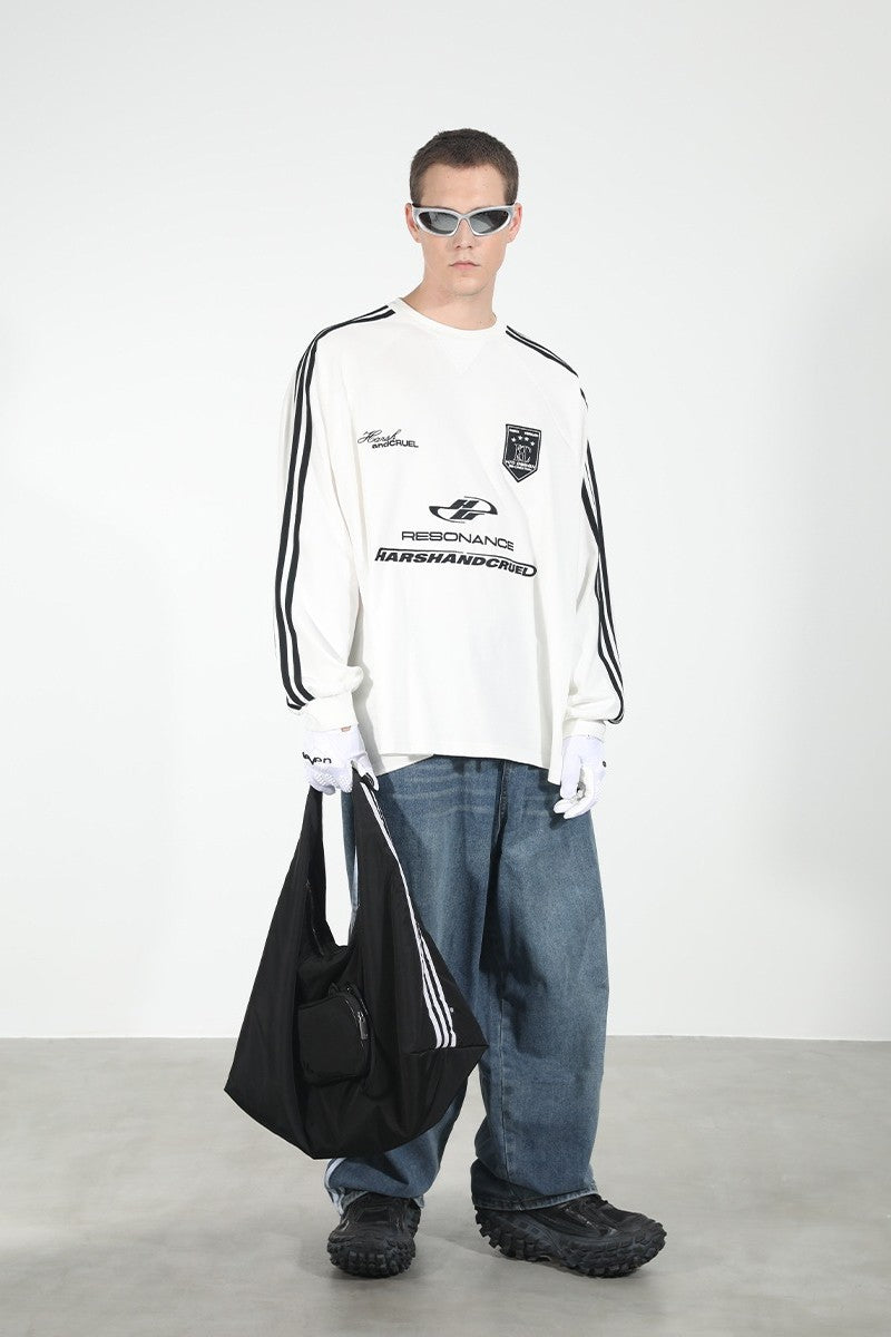 Embroidered Logo Striped Jersey L/S Tee - EU Only