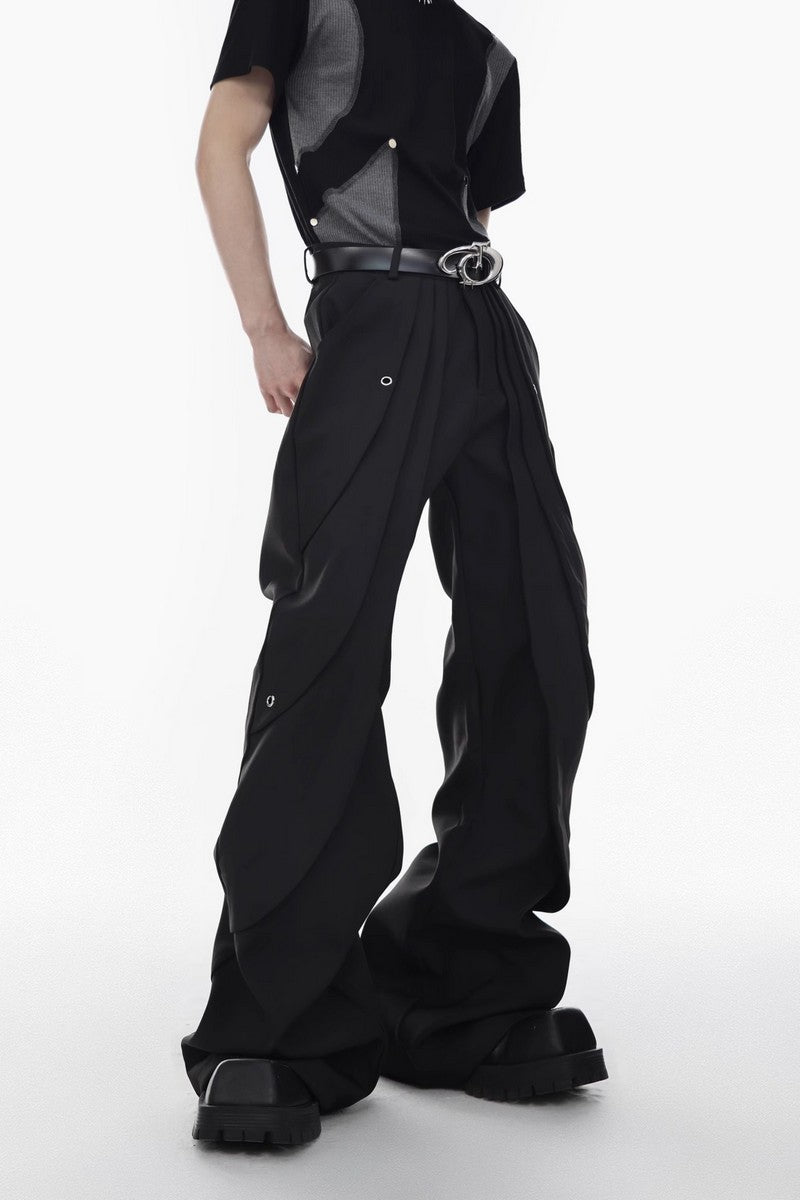 Pleated Flared Trousers