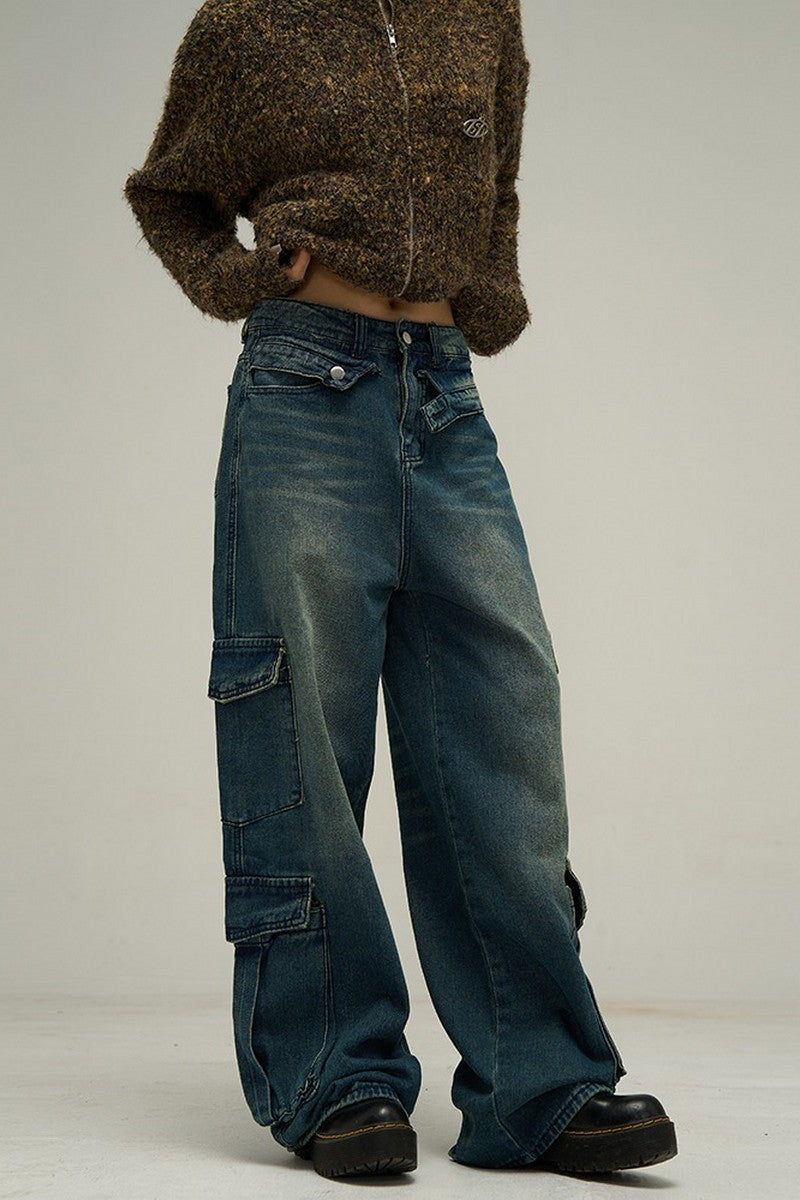 Oversized Cargo Asymmetrical Jeans