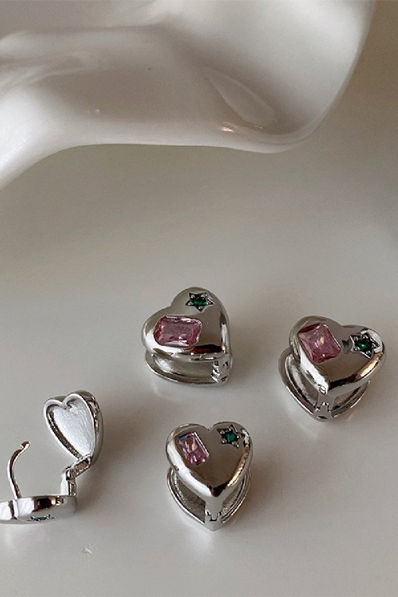 Sterling Silver Gemstone Heart Earrings