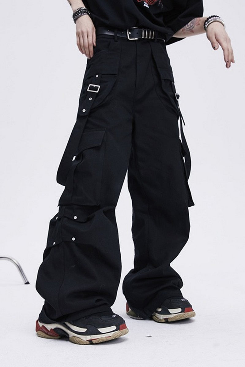 Oversized Straps Multi-Pocket Trousers