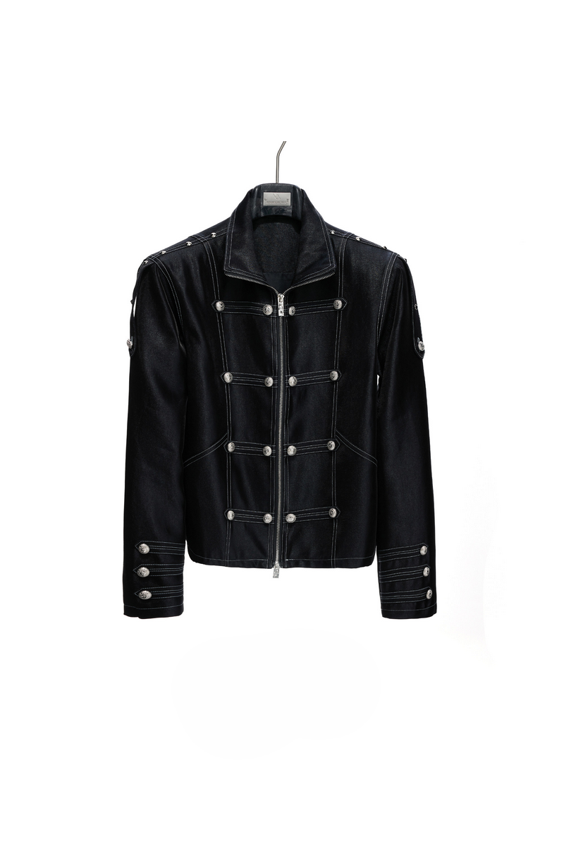 Satin Military Cropped Jacket & Trousers Separates