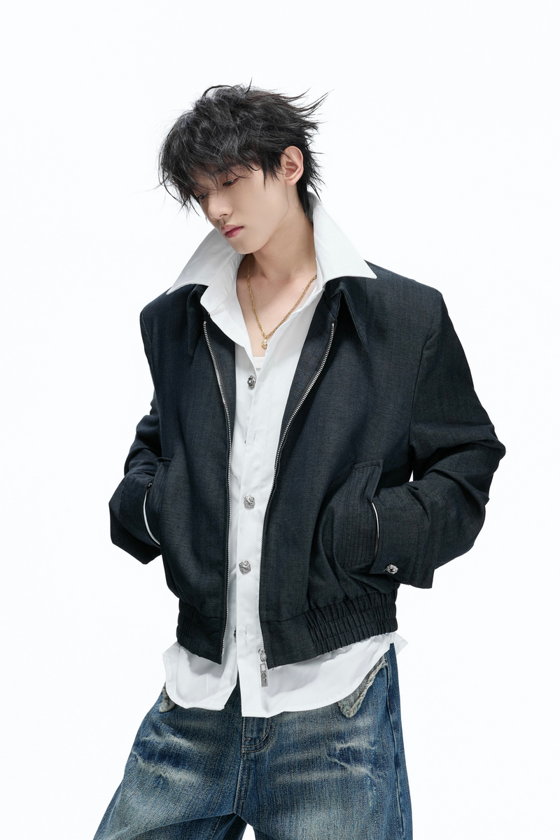 Layered Shirt Panel Jacket