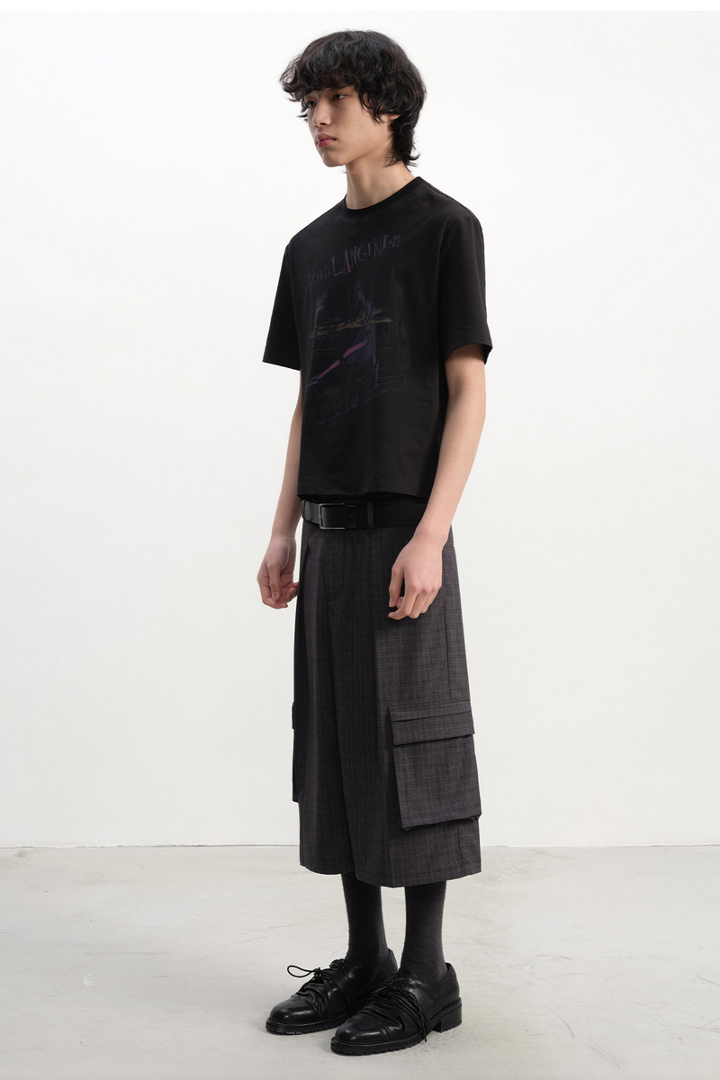 Plaid Cargo Capri Pants