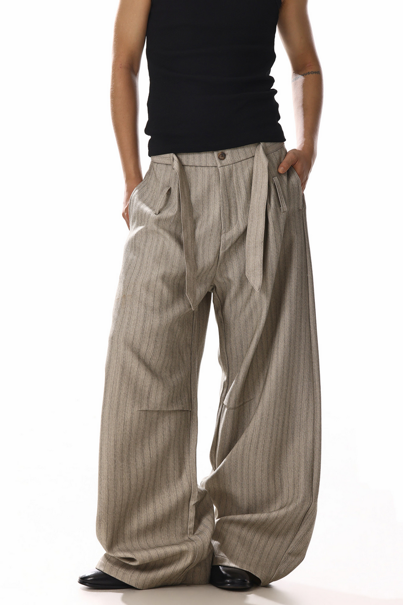 Striped Barrel Leg Trousers