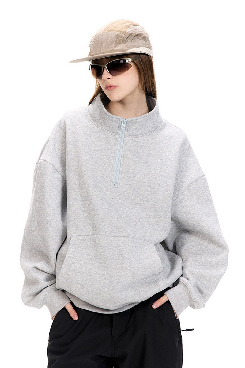 Sporty Half-Zip Fleece Hoodie