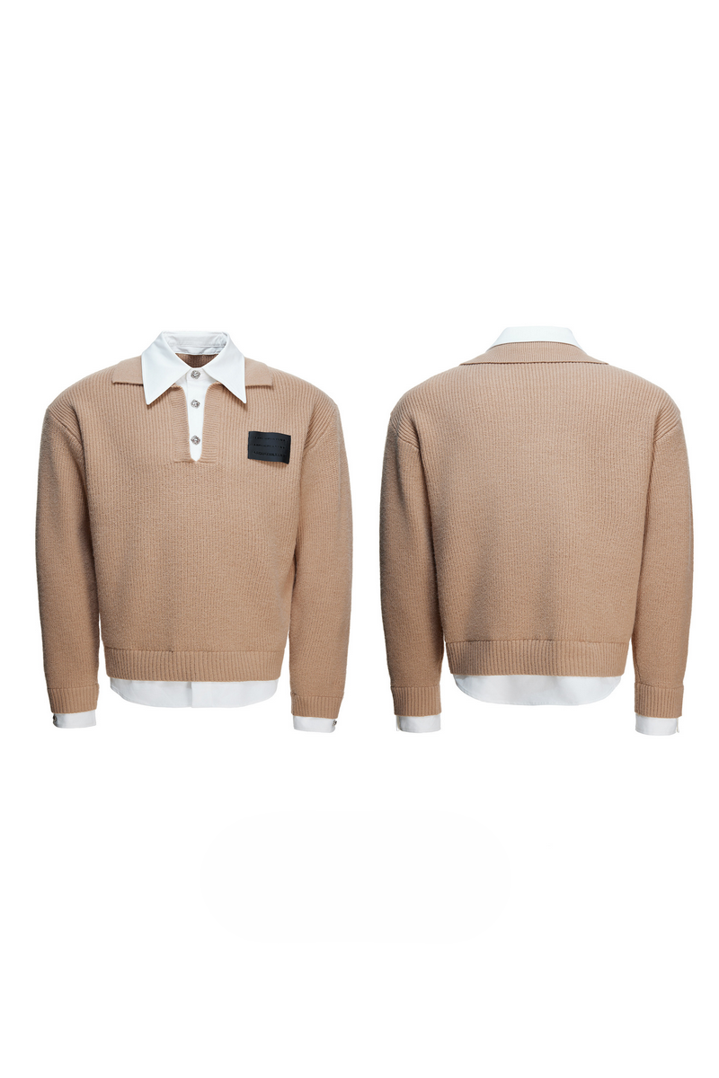 Layered Shirt Knit Sweater
