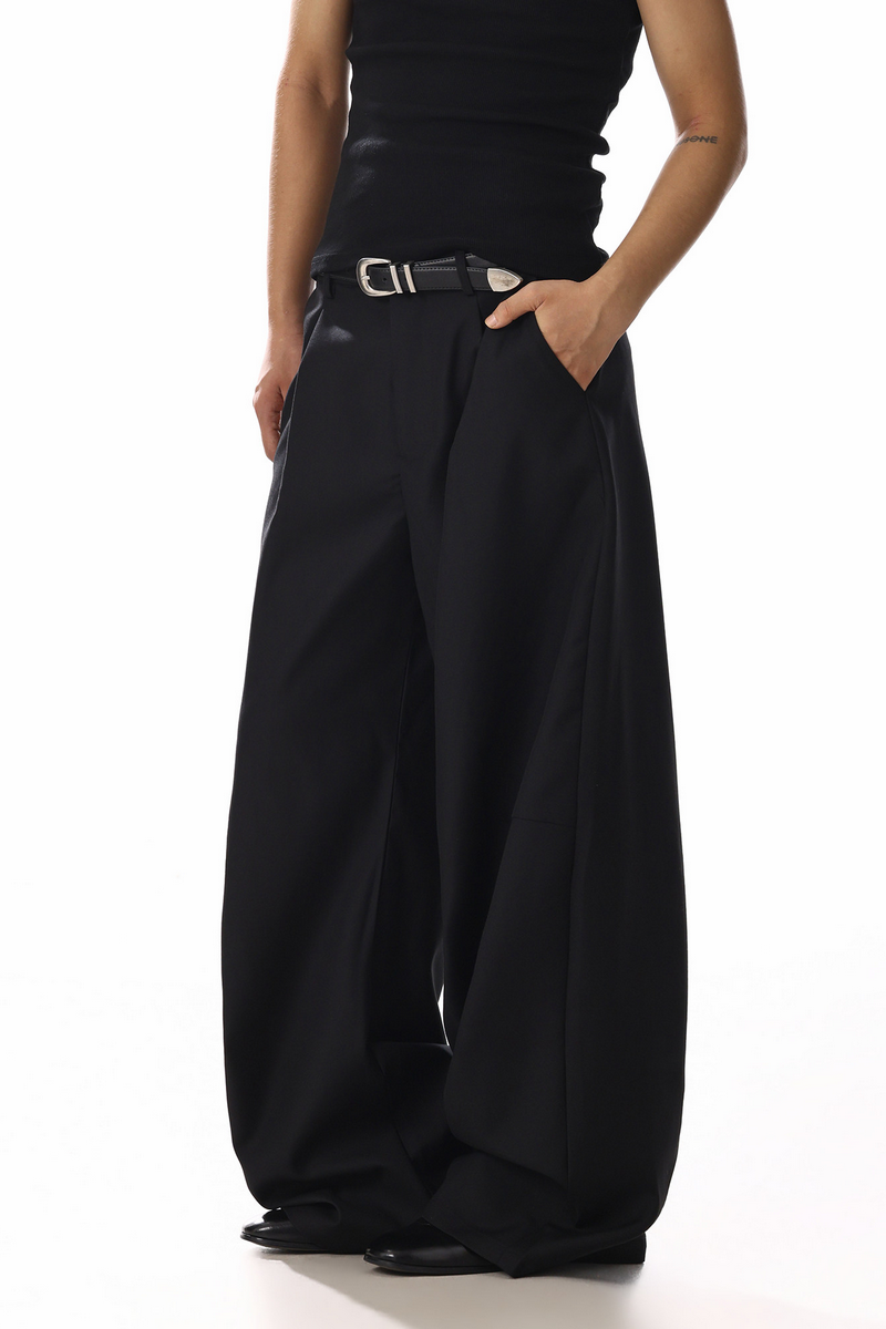 Draped Wide Leg Trousers