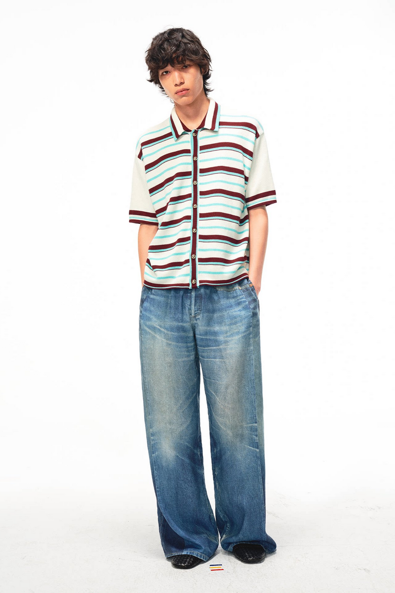 Striped Knit Button Shirt